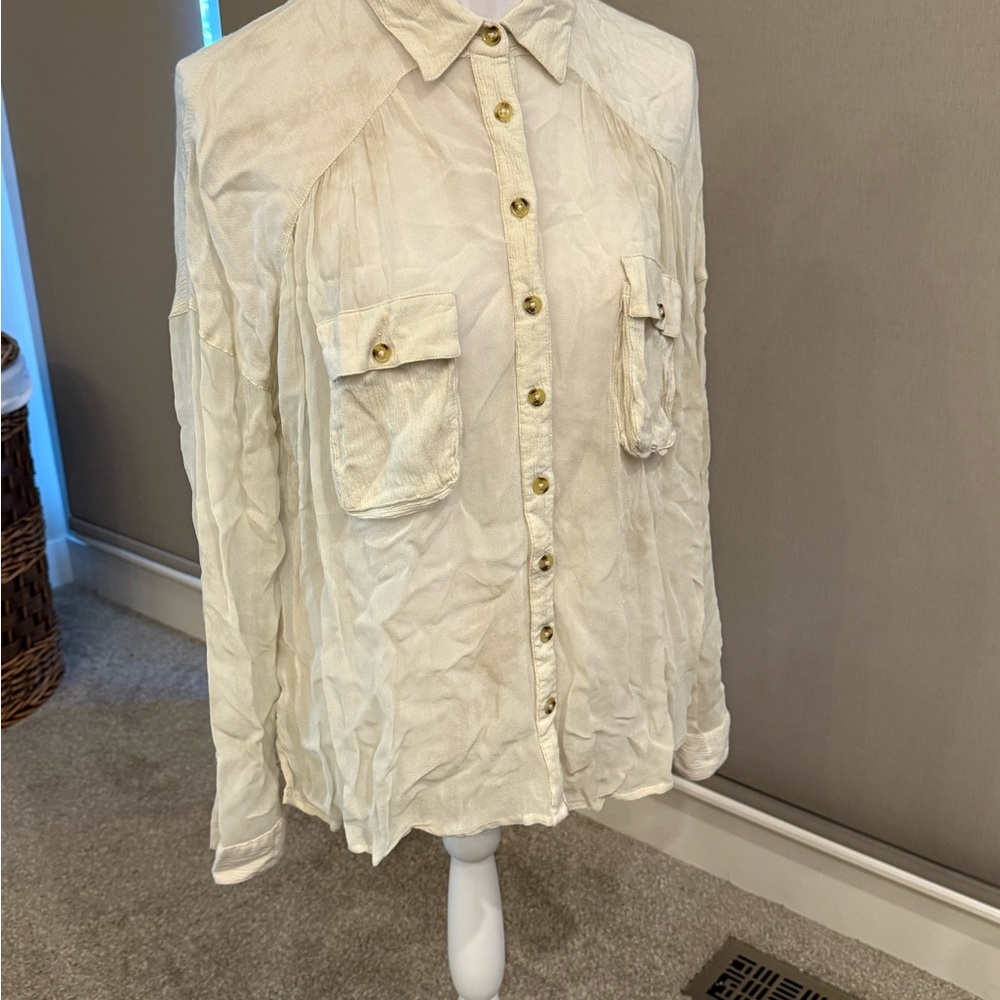 Free People Cream Textured Fabric